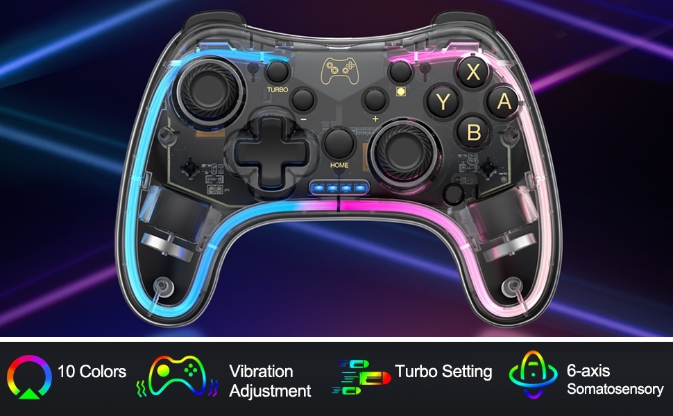 Tay cầm chơi game không dây Neon RGB Wireless Controller STK-7039RG cho Switch NS Android IOS PC