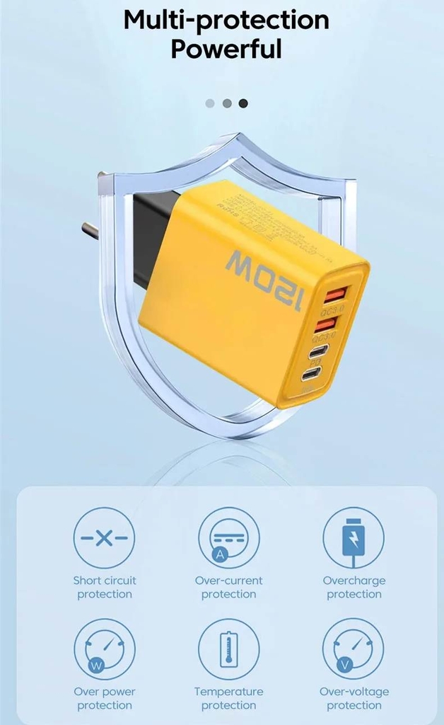 Cốc Sạc 120W Fast Charger Type C Quick Charge 3.0 USB (2USB+2PD) Charging