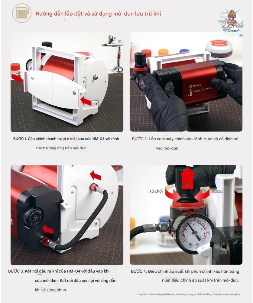 Máy nén khí mini HM04 Portable Compressor air pump airbrush Hobby mio