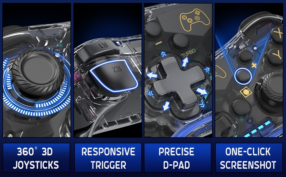 Tay cầm chơi game không dây Neon RGB Wireless Controller STK-7039RG cho Switch NS Android IOS PC