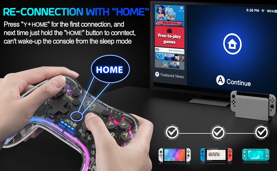 Tay cầm chơi game không dây Neon RGB Wireless Controller STK-7039RG cho Switch NS Android IOS PC