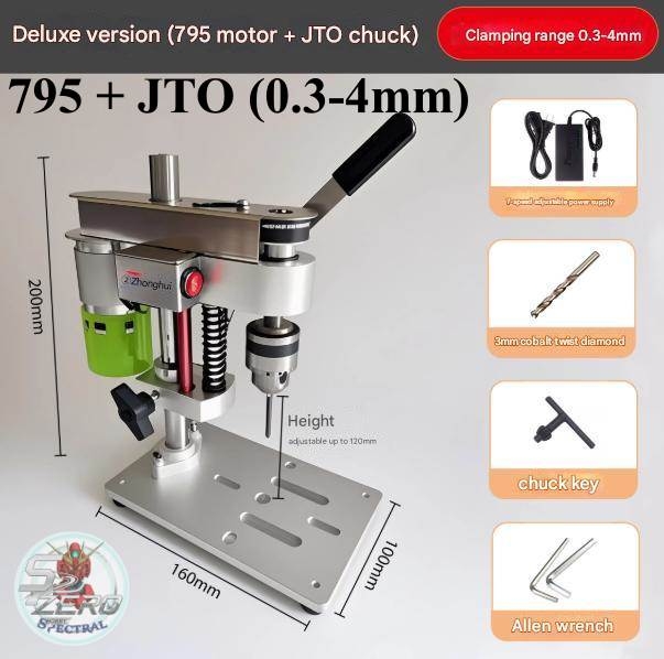 Máy khoan dọc JM802-795 Deluxe để bàn Table Mini Drill Press Wood Drilling PCB Punching