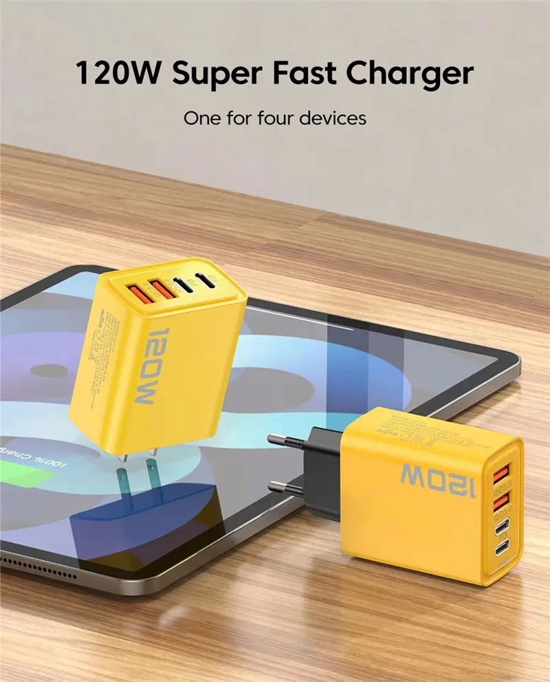 Cốc Sạc 120W Fast Charger Type C Quick Charge 3.0 USB (2USB+2PD) Charging