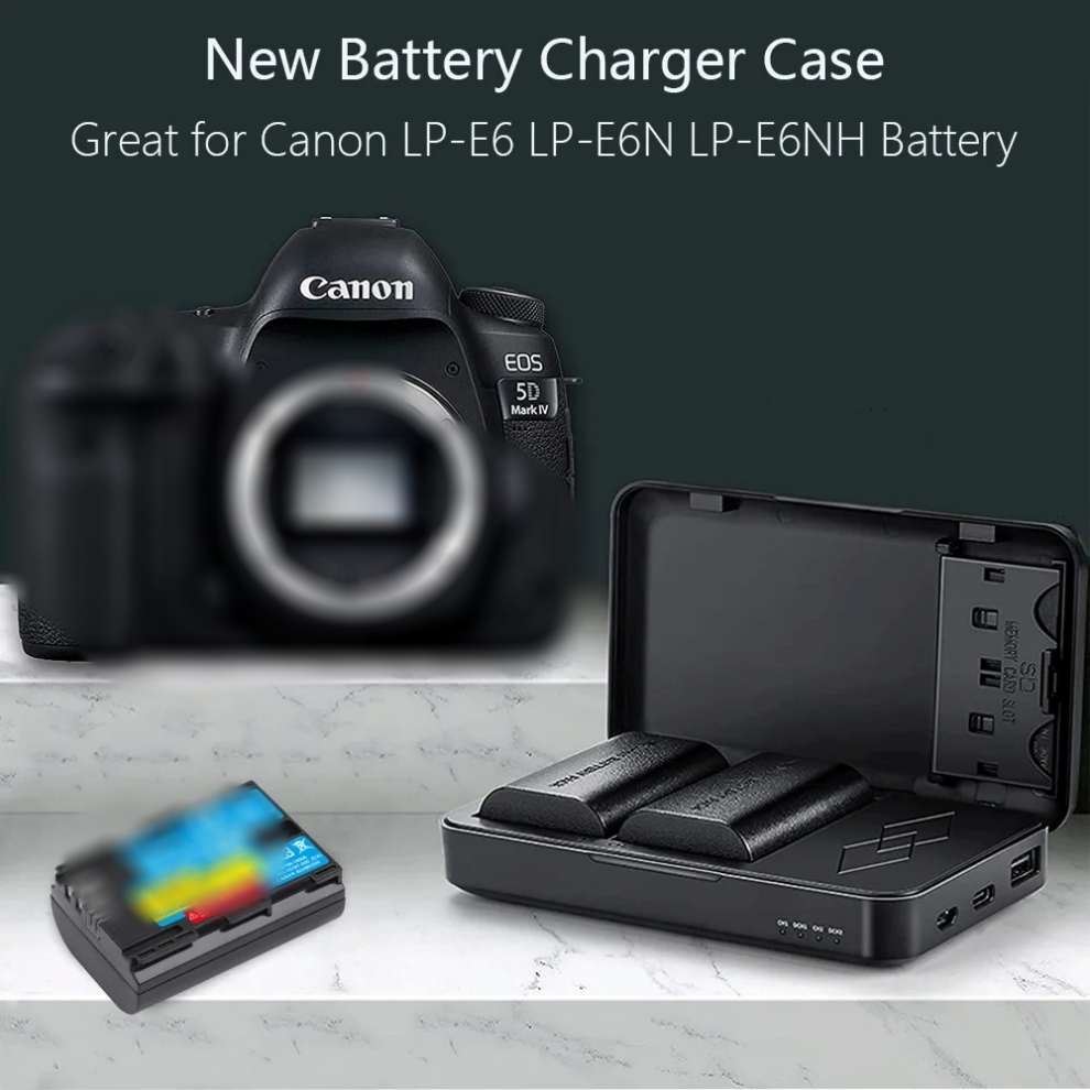 Hộp sạc nhanh LLANO LP-E6 E6N E6NH cho máy ảnh Canon R6 R5 60D 70d 80D 90D 5d4 5D3 5D2 5DS CDQ049 Camera Charger