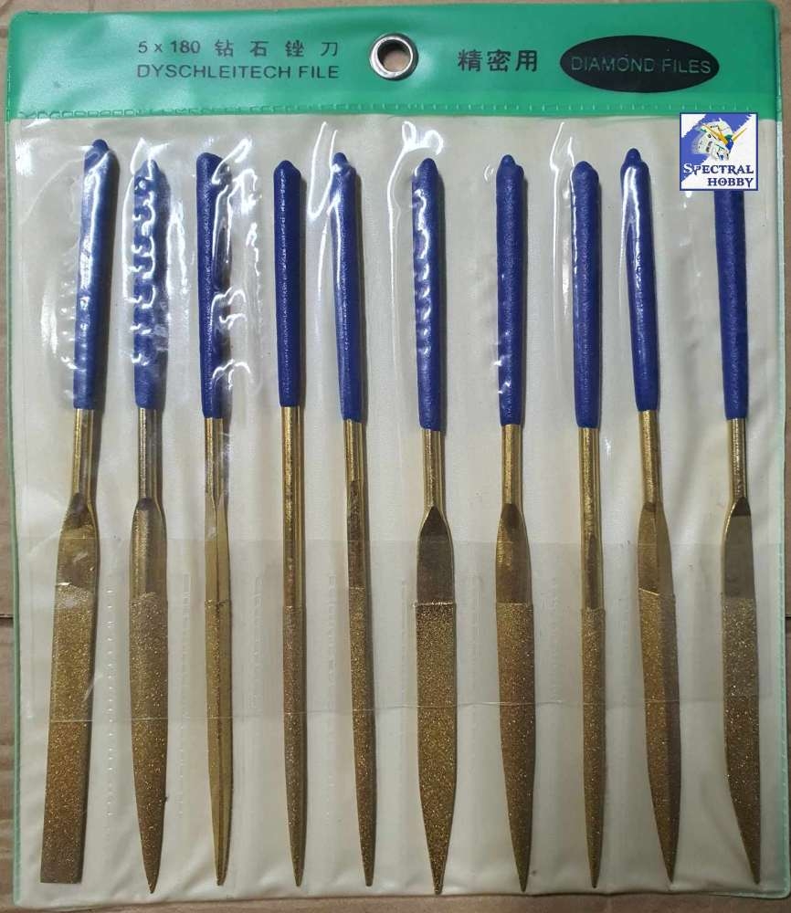 Dụng cụ nhám dũa mô hình mini bộ 10 cây Diamond file titanium plated metal jade grinding
