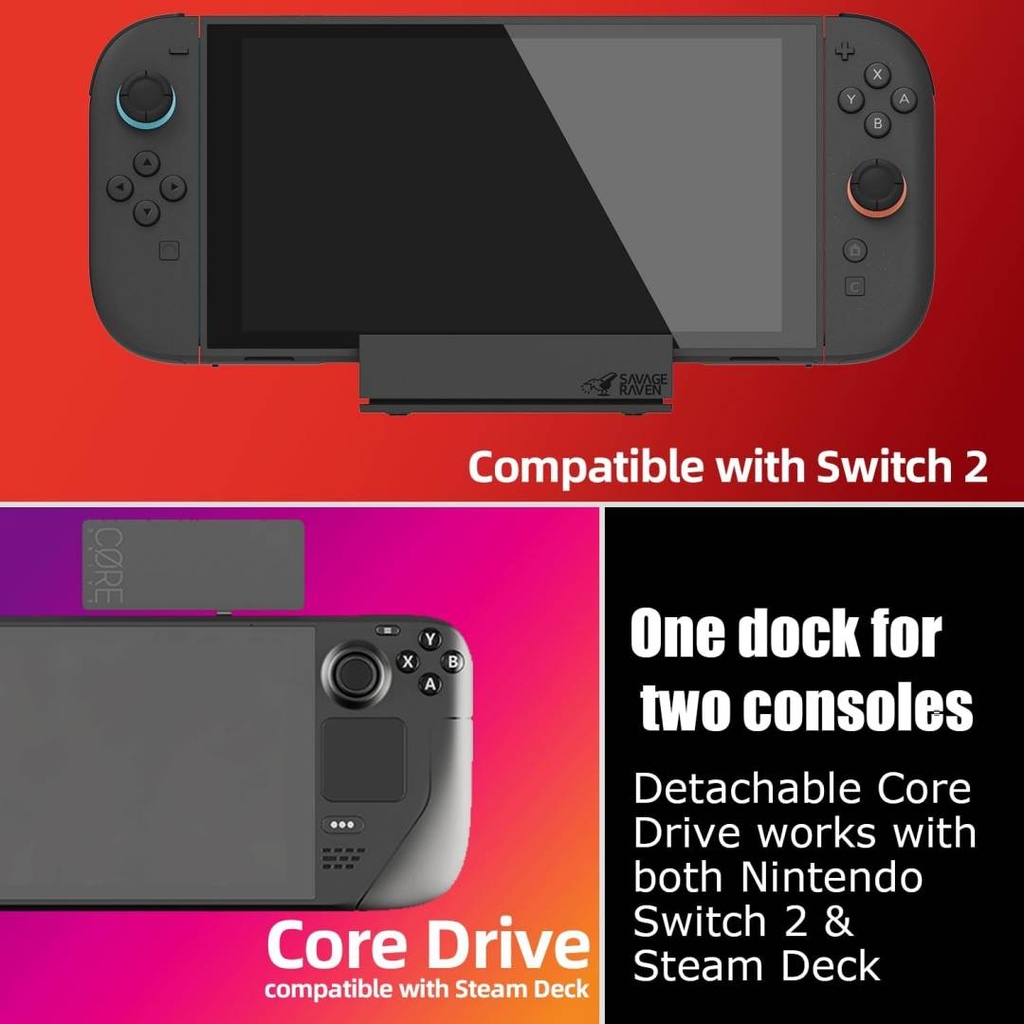 Dock xuất hình Savage Raven Skull & Co Jumpgate cho Nintendo Switch 2, Handheld gaming