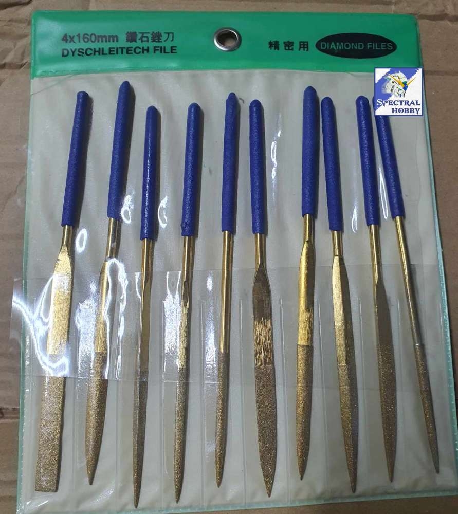 Dụng cụ nhám dũa mô hình mini bộ 10 cây Diamond file titanium plated metal jade grinding