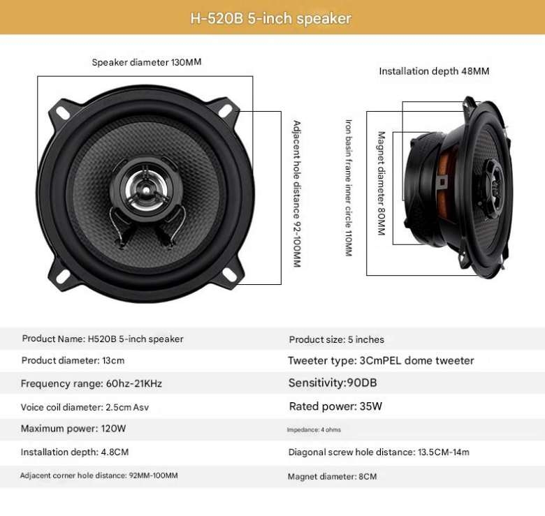 Loa HANOISE Đồng trục 25W - 250W Coaxial speakers 4 5 6 inch professional 2 ways tweeter