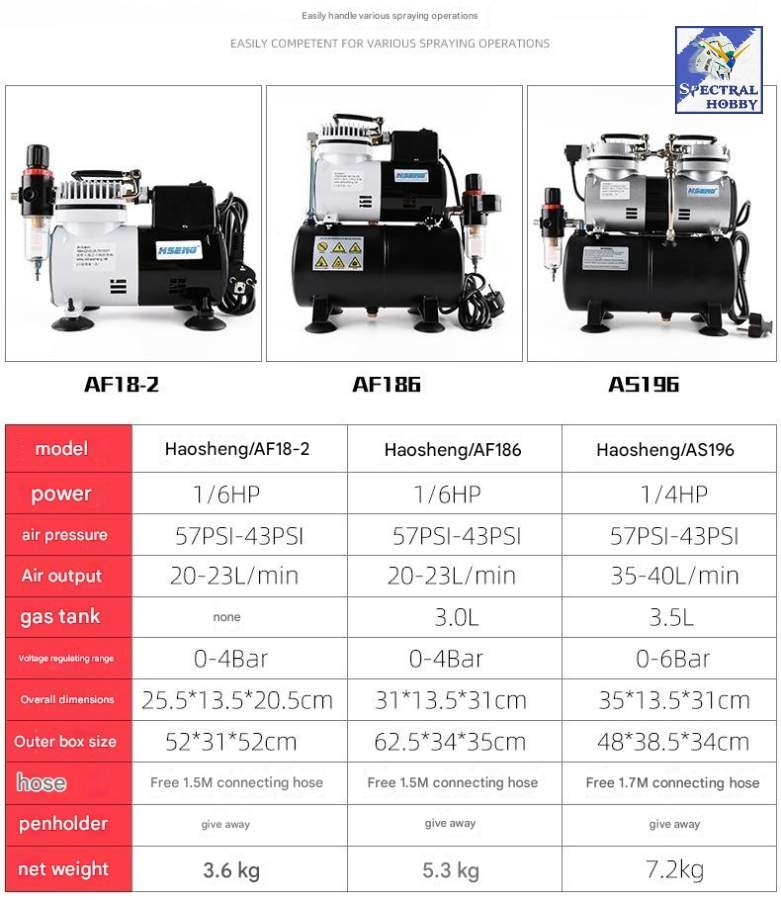 Máy nén khí AF186 Aircompressor Airbrush HY186 AS196 máy sơn mô hình