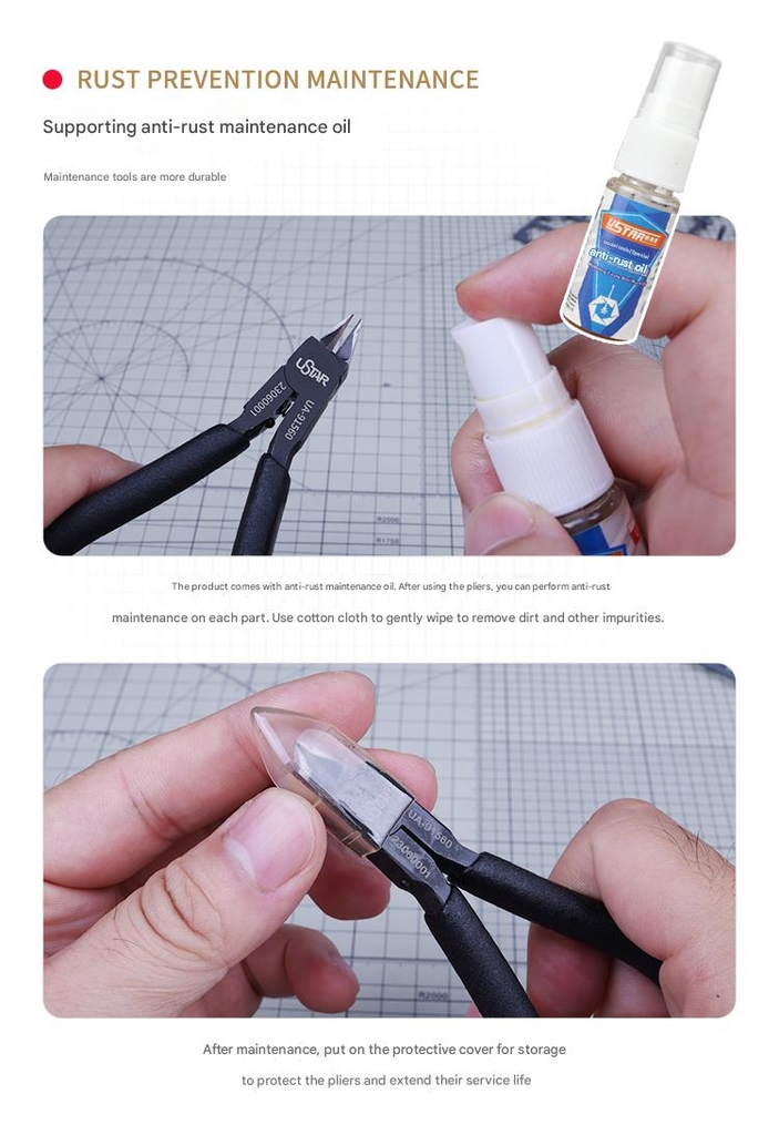 Kìm cắt mô hình USTAR UA91560 Chrome Vanadium Steel Double-edged Pliers