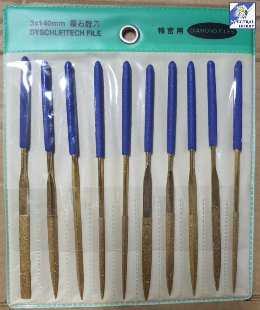 Dụng cụ nhám dũa mô hình mini bộ 10 cây Diamond file titanium plated metal jade grinding