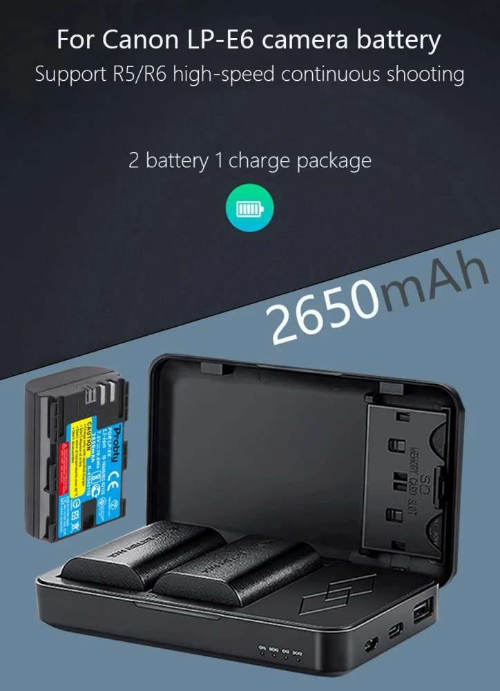 Hộp sạc nhanh LLANO LP-E6 E6N E6NH cho máy ảnh Canon R6 R5 60D 70d 80D 90D 5d4 5D3 5D2 5DS CDQ049 Camera Charger
