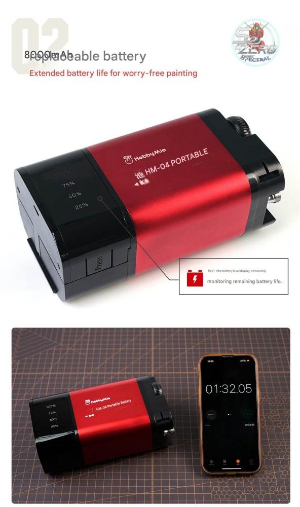 Máy nén khí mini HM04 Portable Compressor air pump airbrush Hobby mio