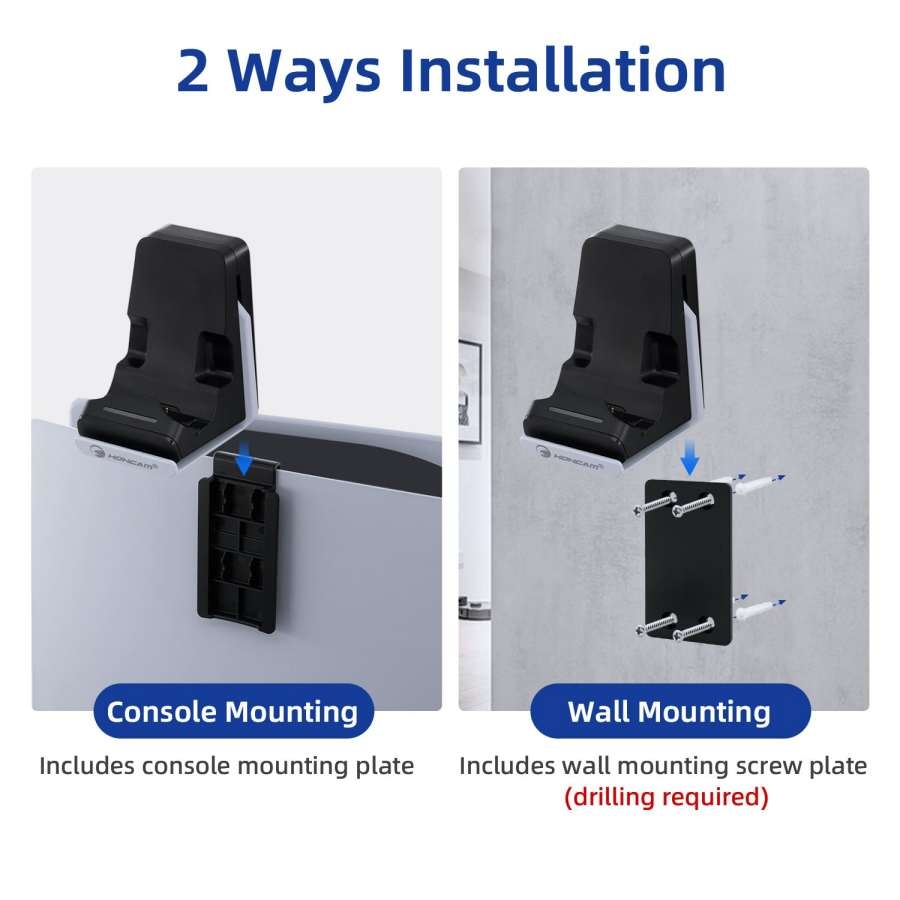 Đế dock sạc tay game PS5 kèm giá để tai nghe Controller Charger With Retractable Headphone Hook Hanging HONCAM