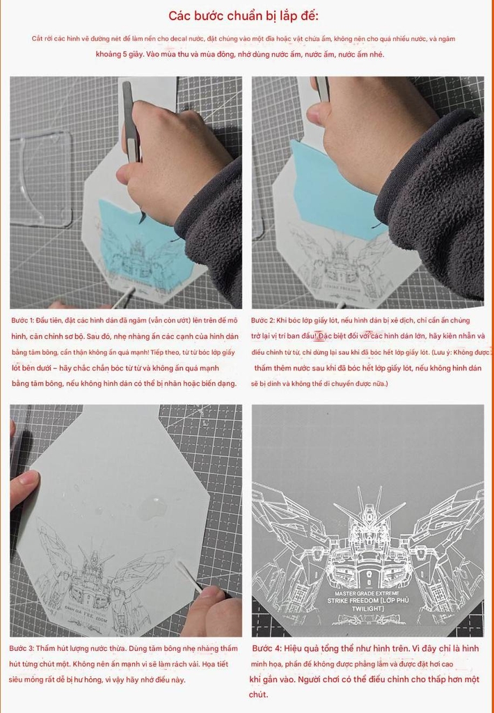 Decal nước dán mô hình MGEX Strike Freedom - twilight, midnight,...