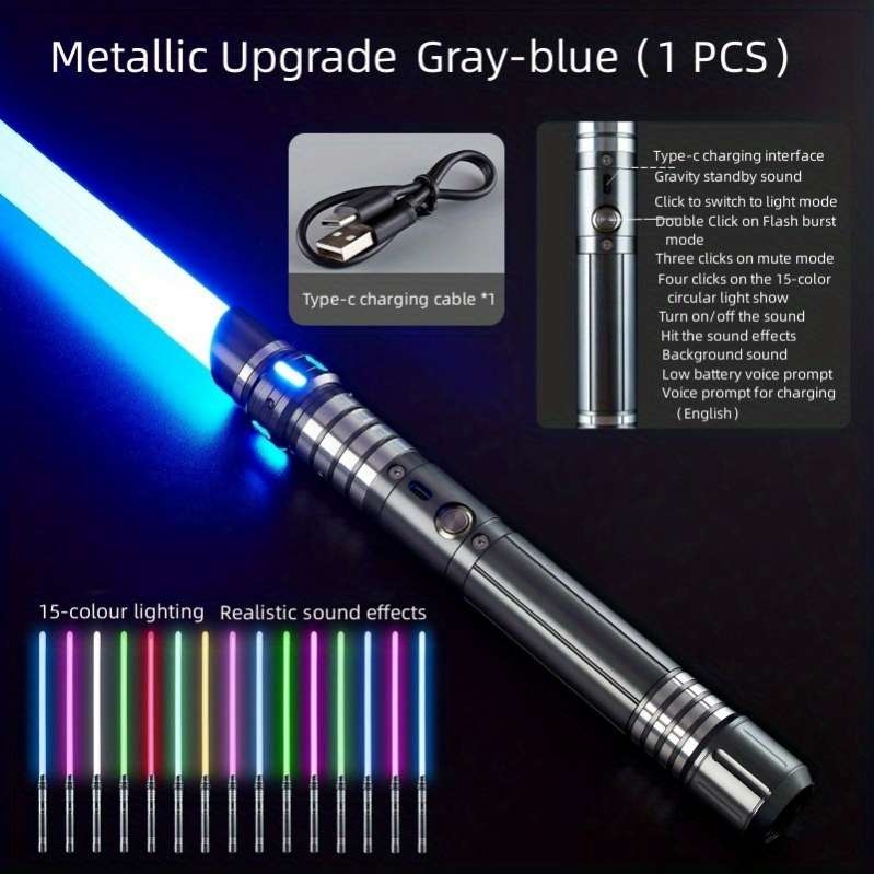 Kiếm ánh sáng Light Saber RGB 15-color Metal Sword Sound Effect Upgraded version Gravity Sensing