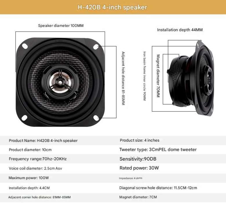 Loa HANOISE Đồng trục 25W - 250W Coaxial speakers 4 5 6 inch professional 2 ways tweeter