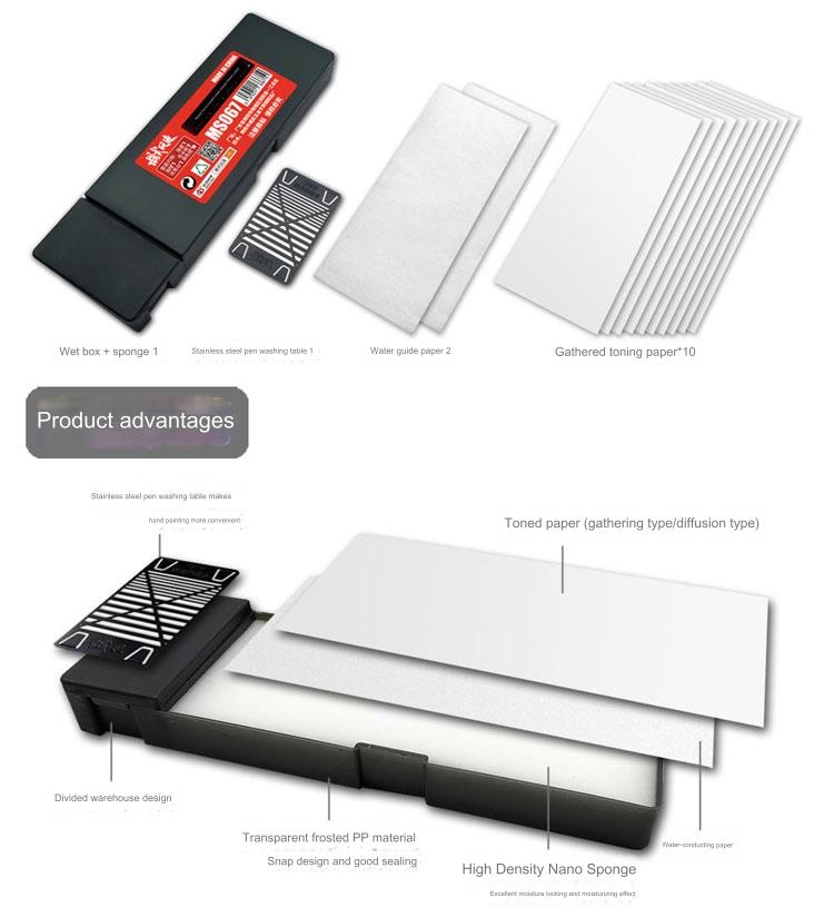 Dụng cụ sơn dưỡng ẩm vẽ cọ MS067 Water-based Paint Wet Plate Coloring Toning Moisturizing Box