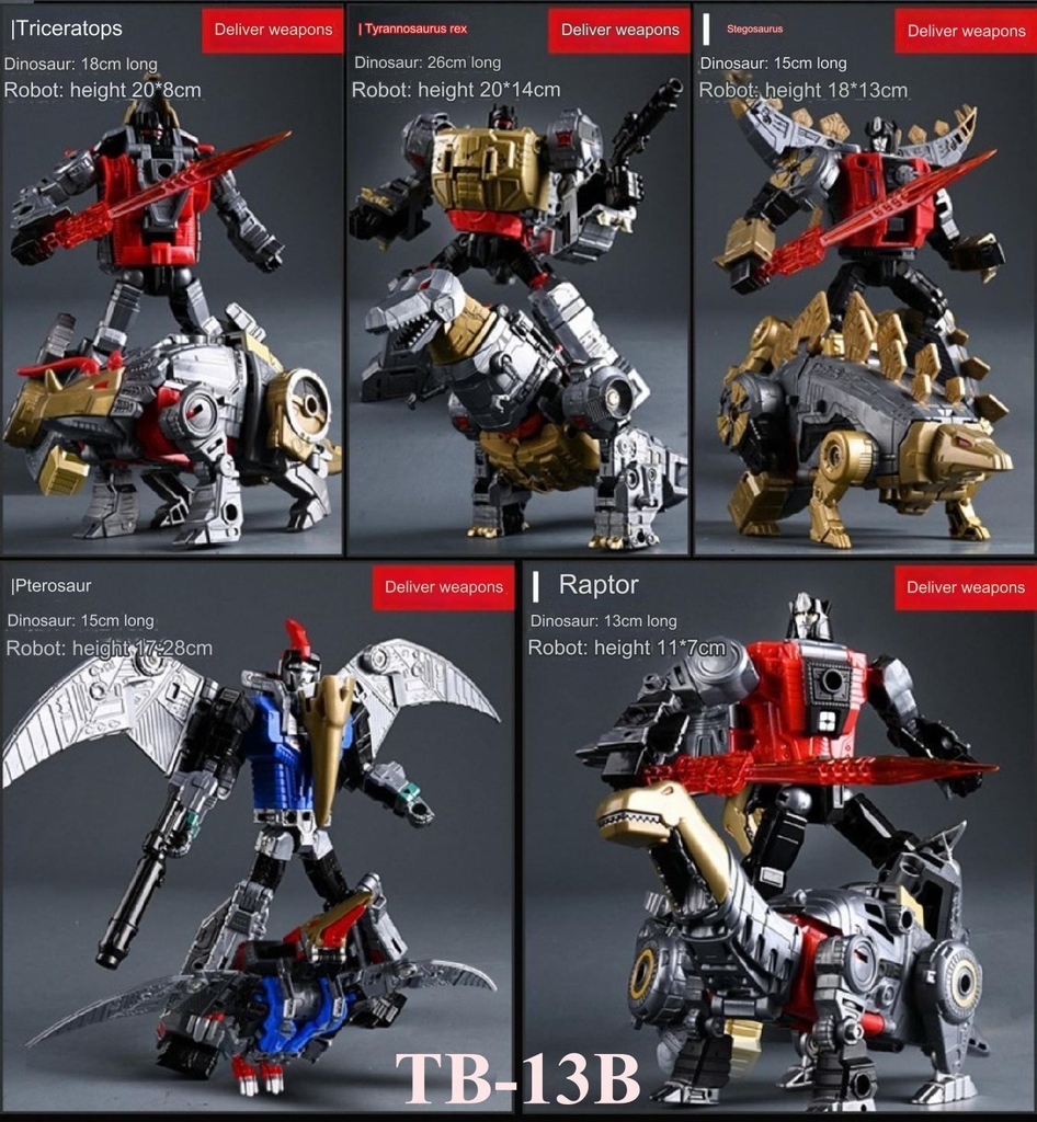 Mô hình Transformer Dinosaur King Shura TB-13A / TB-13B Metal ver Brave Dino warrior special team