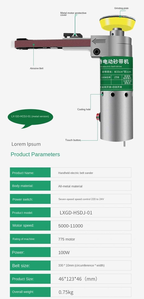 Máy khoan mài dây đai cầm tay mini đa năng mini handheld electric belt polishing grinding drill Longxiang