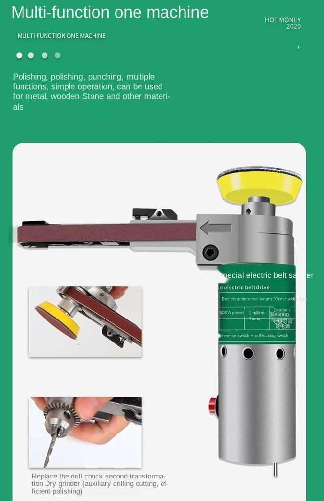 Máy khoan mài dây đai cầm tay mini đa năng mini handheld electric belt polishing grinding drill Longxiang