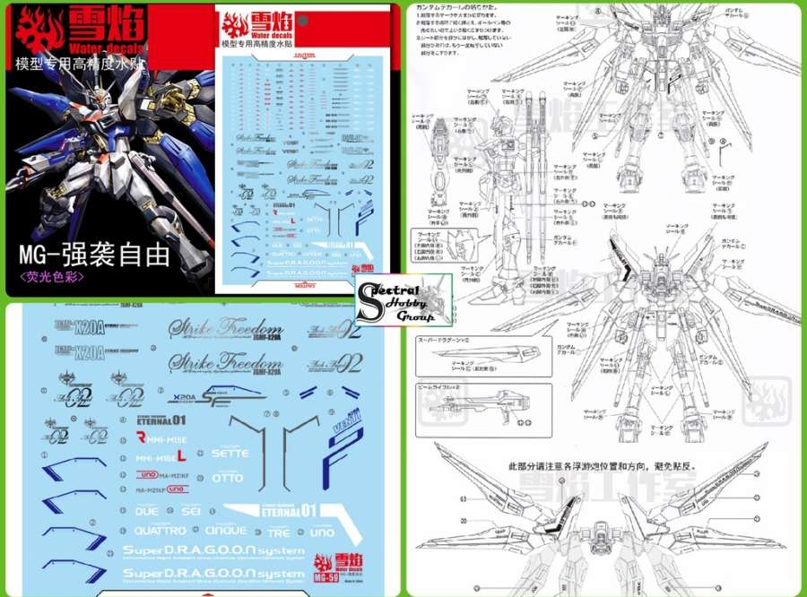Decal nước dán mô hình PG MG HG RG STRIKE FREEDOM các loại water sticker