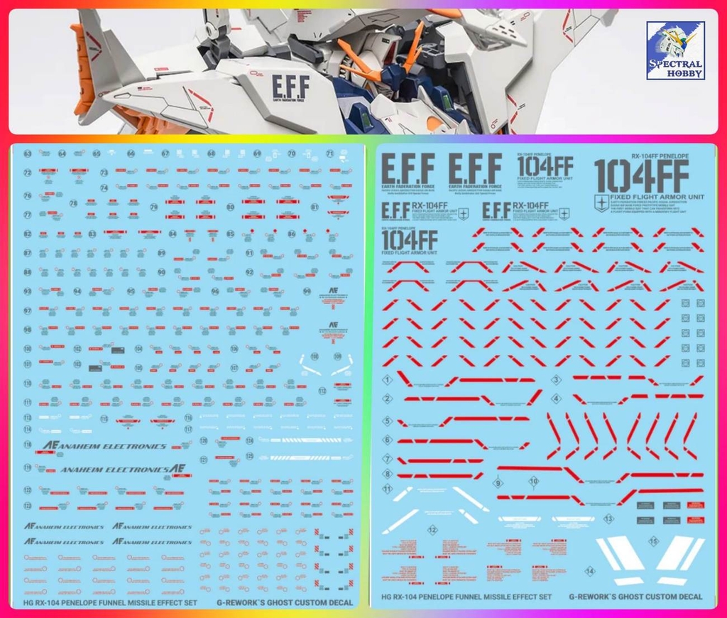 Decal nước dán mô hình HG RX104 RX105 FF PENELOPE Xi Gundam Water Sticker