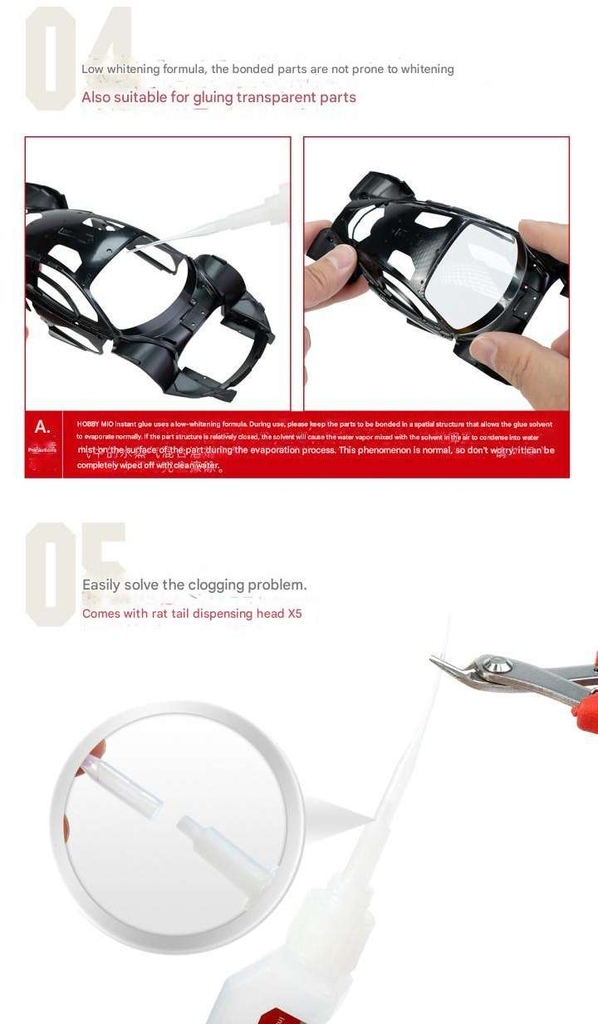 Keo HOBBY MIO dính mô hình đa năng nhựa kim loại gỗ đá gốm thuỷ tinh Instant Glue Free White Hair model