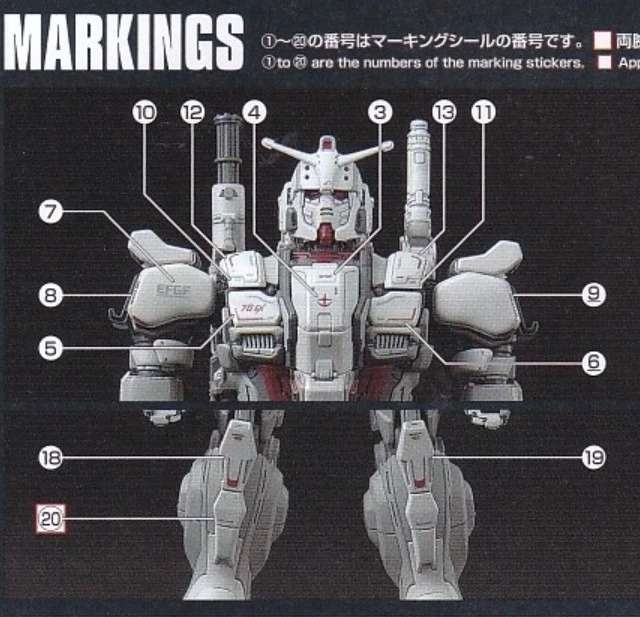 Decal nước dán mô hình HG Rx-78 GE Gundam Ex - Zaku Solary RFV water sticker