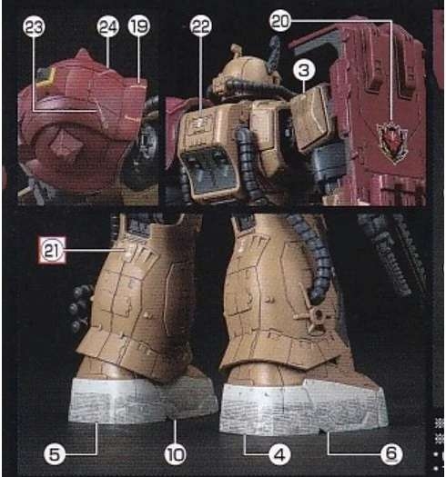 Decal nước dán mô hình HG Rx-78 GE Gundam Ex - Zaku Solary RFV water sticker