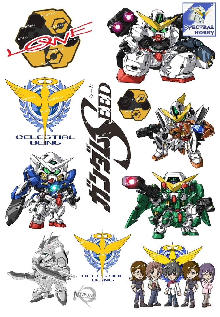 Decal lụa silk sticker F0083-02/03 gundam Cartoon Animation cho Laptop Mobile Phone vật dụng