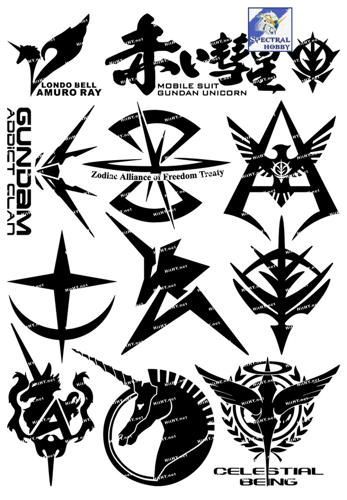 Decal lụa silk sticker F0083-15/16 gundam Cartoon Animation cho Laptop Mobile Phone vật dụng