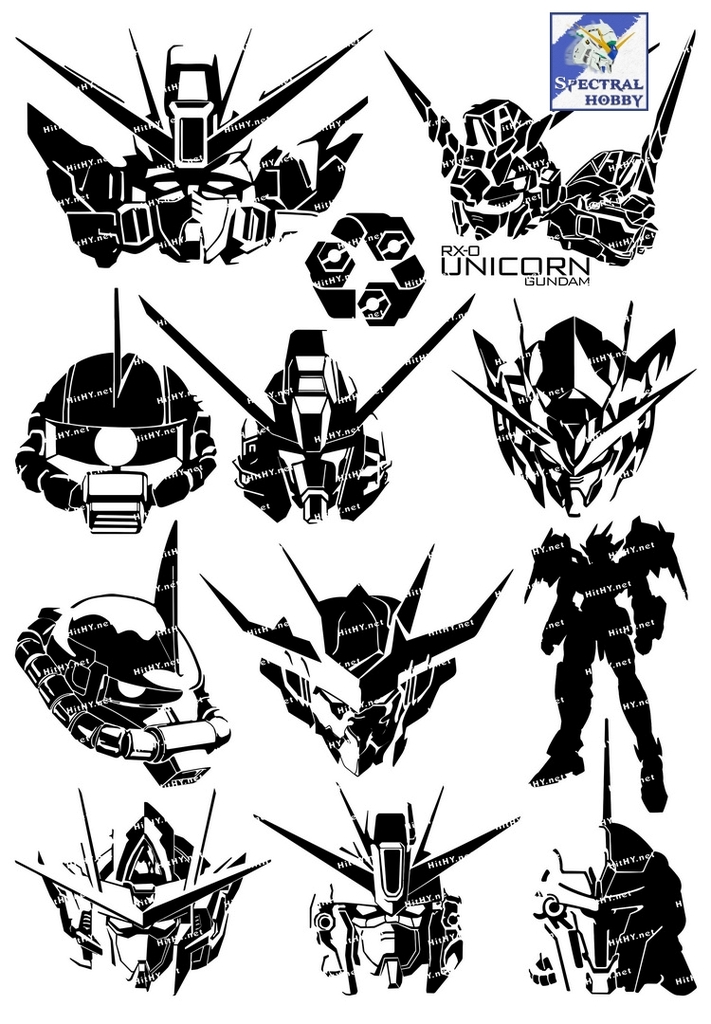 Decal lụa silk sticker F0083-15/16 gundam Cartoon Animation cho Laptop Mobile Phone vật dụng