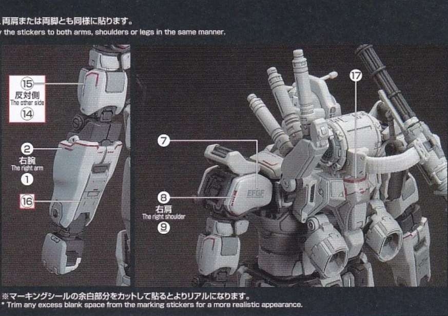 Decal nước dán mô hình HG Rx-78 GE Gundam Ex - Zaku Solary RFV water sticker