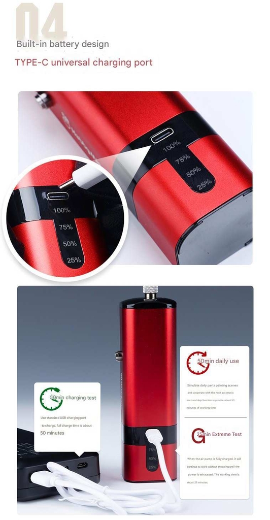 Máy nén khí sơn mô hình Airbrush Compressor Air Pump mini handheld portable HM02 hobby mio