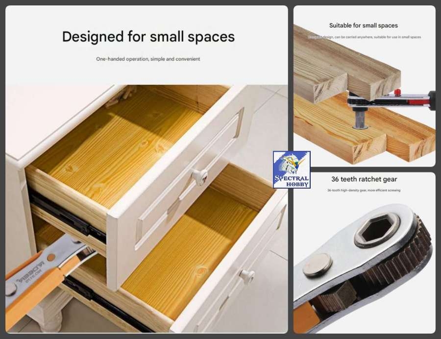 Dụng cụ Tua vít hai chiều góc hẹp 6.35mm Bidirectional ratchet screwdriver narrow corner right angle