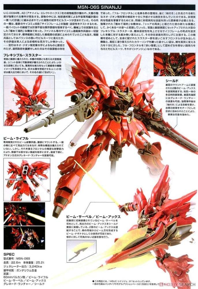 Mô hình lắp ráp HG 1/144 Sinanju MSN-06S HGUC BANDAI