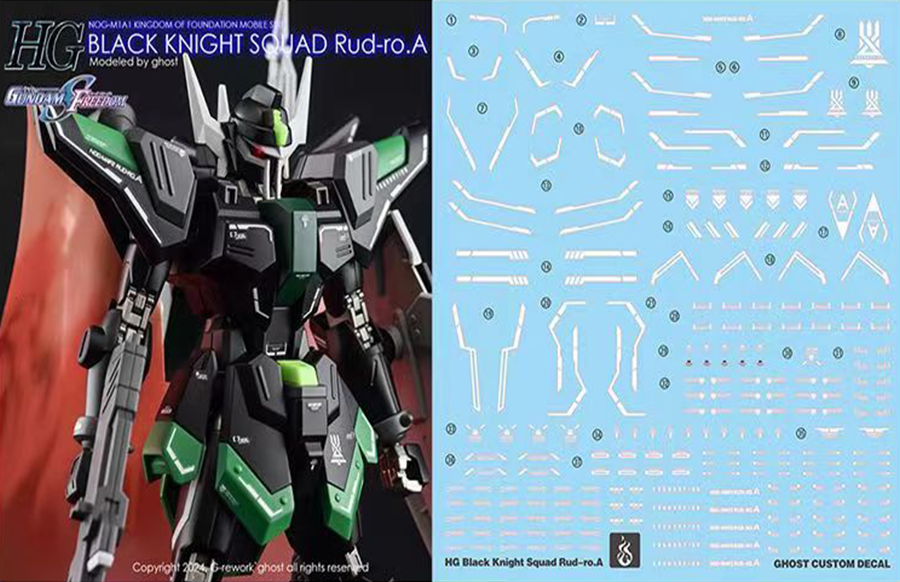Decal dán mô hình Black Knight Squad Shi-ve các loại MG HG - Water sticker