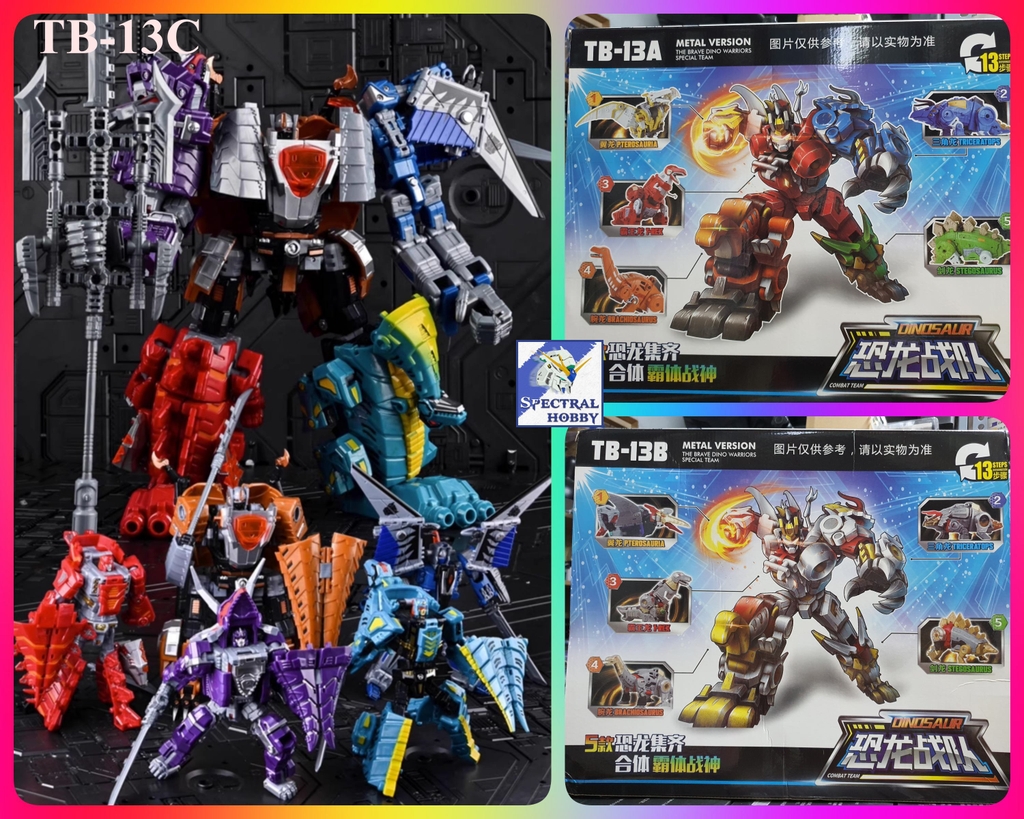 Mô hình Transformer Dinosaur King Shura TB-13A / TB-13B Metal ver Brave Dino warrior special team
