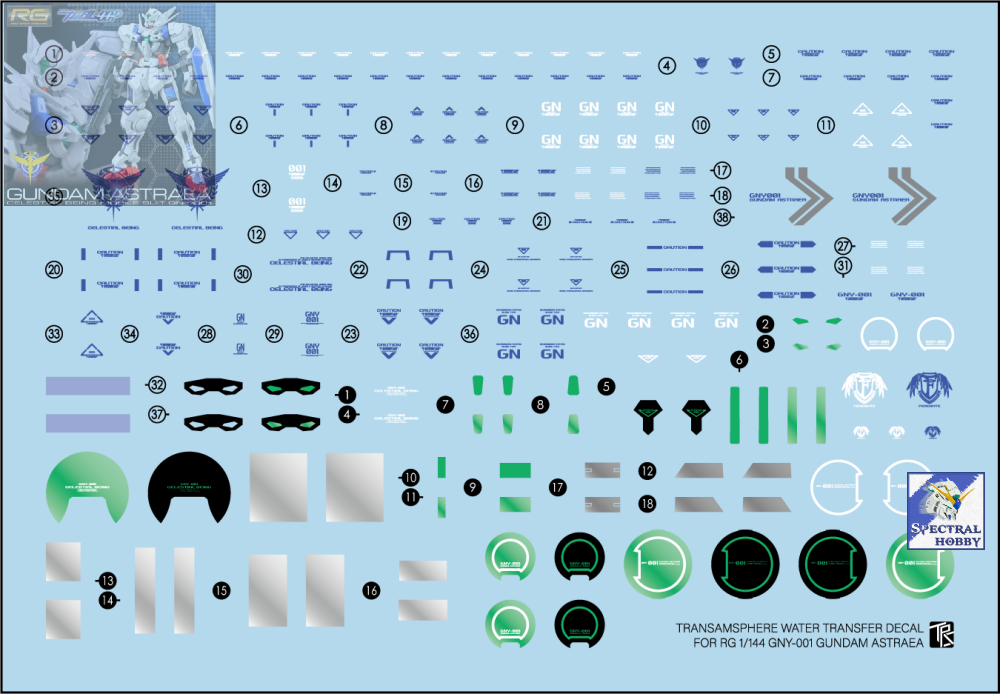 Decal nước dán mô hình MG RG HG Astraea Type F 8816 Avalanche Red White Water sticker