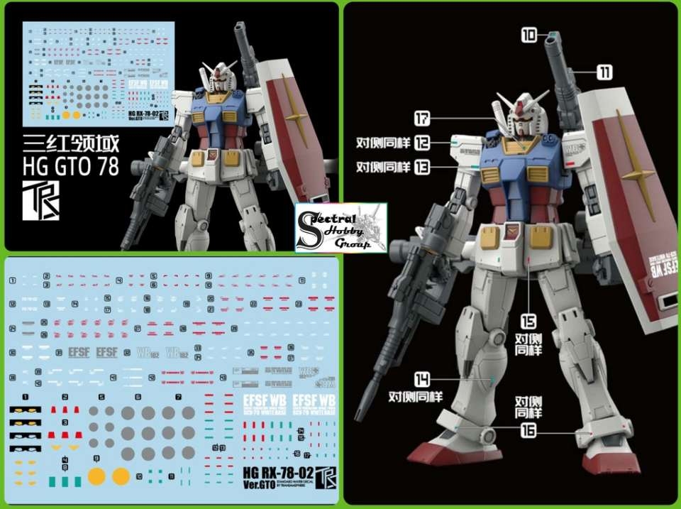 Decal nước dán mô hình RG HG RX-78-2 GTO RX78 Water sticker