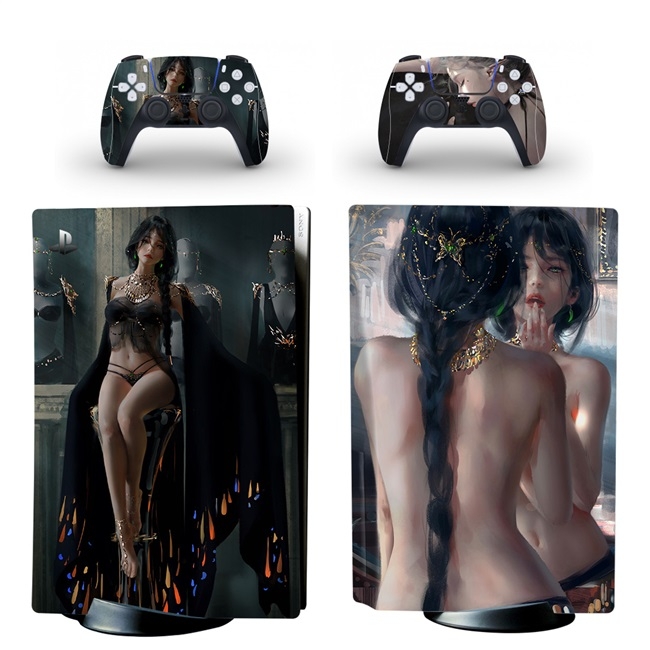 Decal lụa Protective skin sticker cho PS5 Ghost Blade Ice Princess Anime WLOP