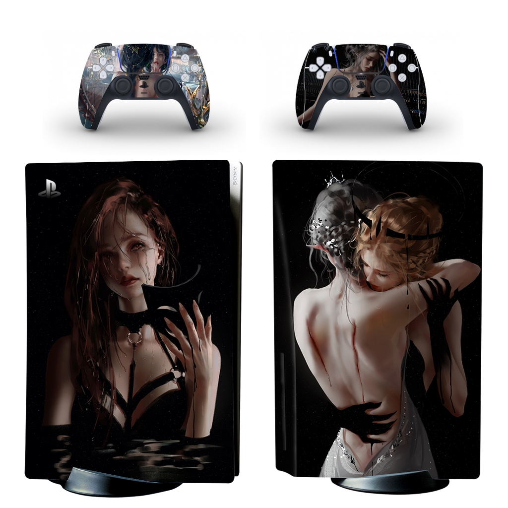 Decal lụa Protective skin sticker cho PS5 Ghost Blade Ice Princess Anime WLOP