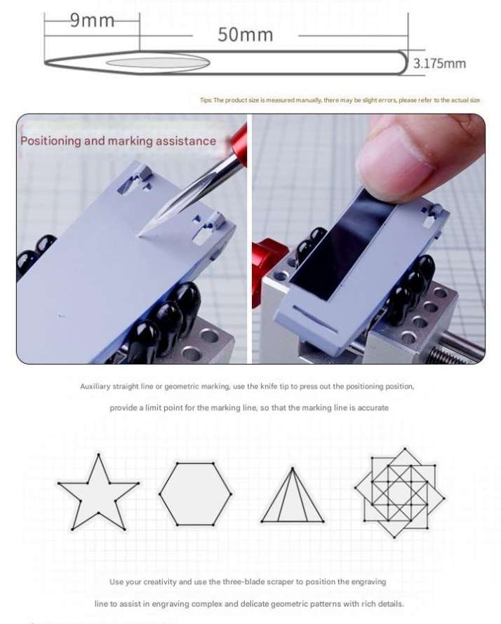 Dụng cụ dao chisel Ustar Tungsten Steel Three blade scraper Triangular Carver UA90958