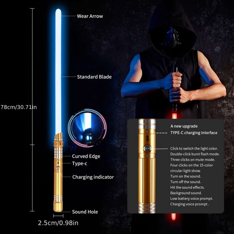 Kiếm ánh sáng Light Saber RGB 15-color Metal Sword Sound Effect Upgraded version Gravity Sensing