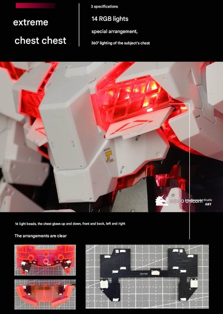LED RGB cho Mega Size Unicorn 1/48 App Remote - UA model