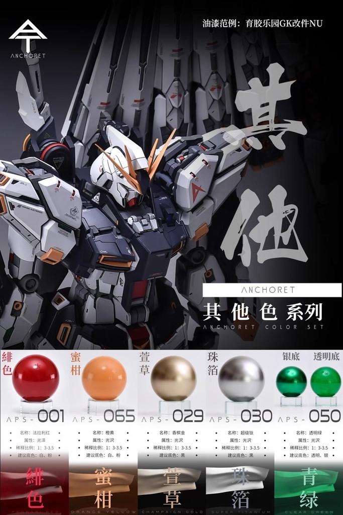 Sơn mô hình Anchoret lacquer paint color | Resin YJL YuJiao land 1/100 RX93 Nu Gundam