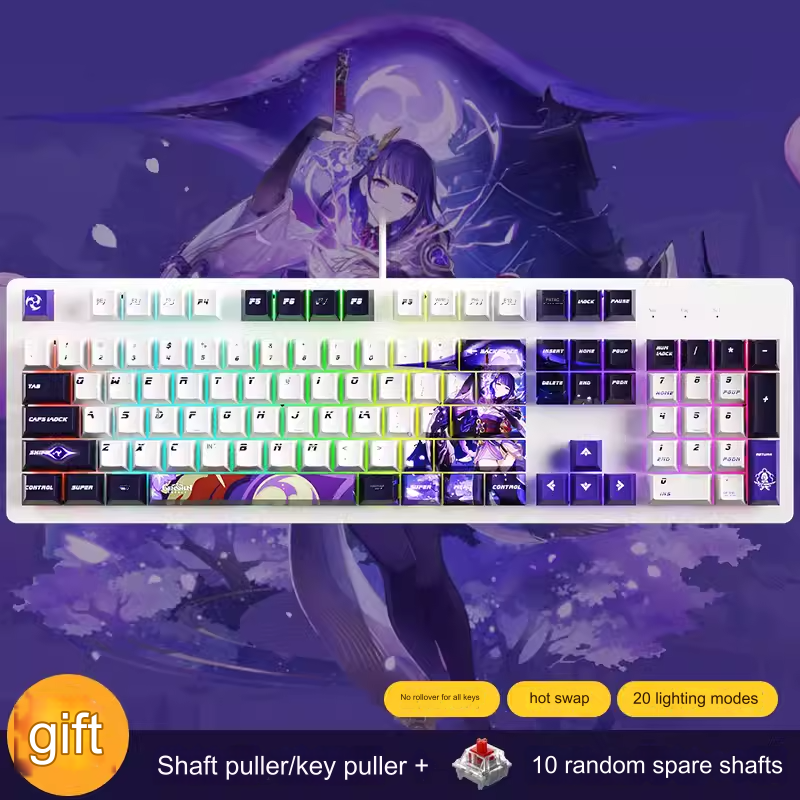 Bàn phím cơ Genshin có dây / không dây Bluetooth three-mode mechanical keyboard Shaft RGB light