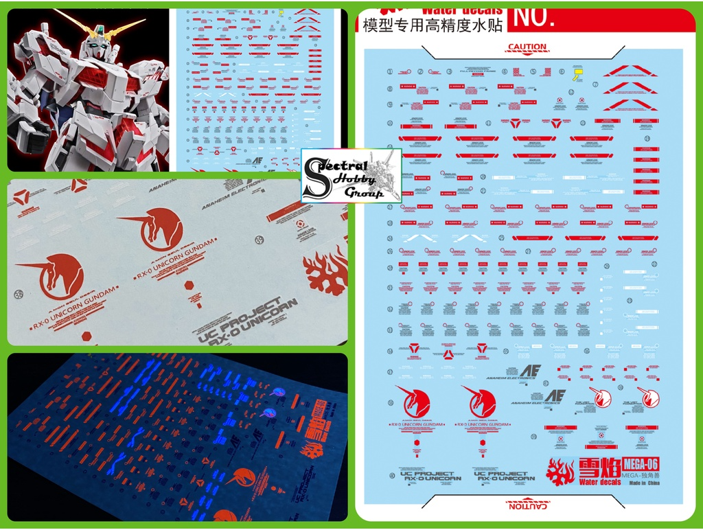 Decal nước dán mô hình UNICORN Gundam MG Mega size MGEX các loại Water sticker