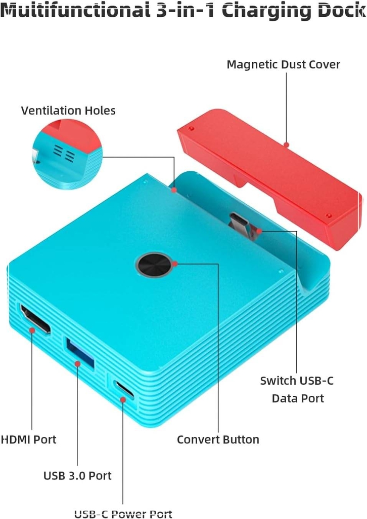 Đế sạc AOLION Fast Charger video converter cho NS Switch Samsung huawei LG xiaomi apple Mini Portable TV Dock Magnetic DN601